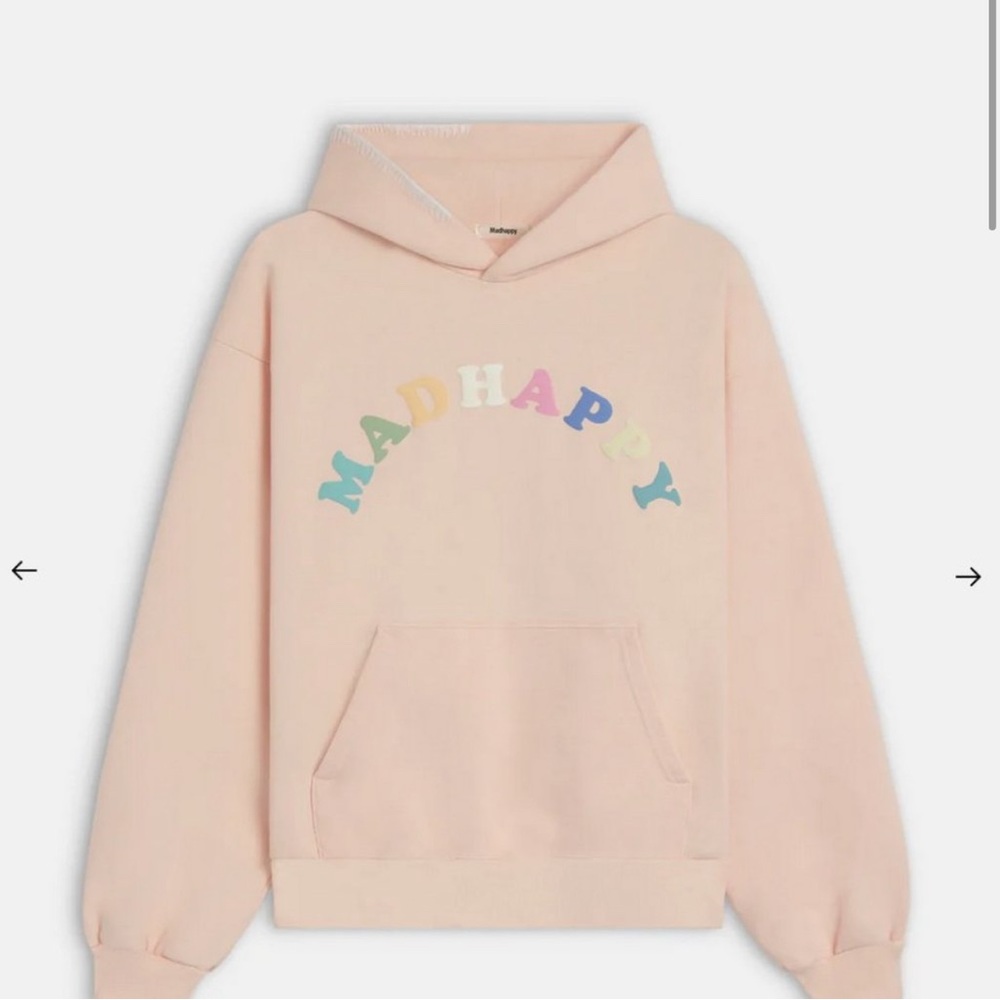 Madhappy Pastels French Terry Hoodie, Pink, Canteloupe, Stitching on Hood Medium